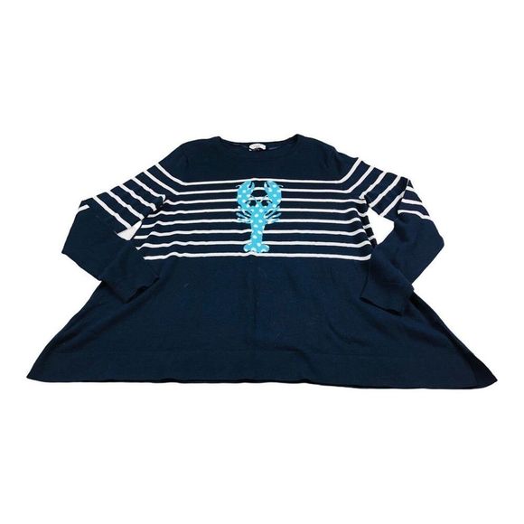 1208 Crown and Ivy lobster nautical striped long sleeve sweater sz small - Picture 1 of 6